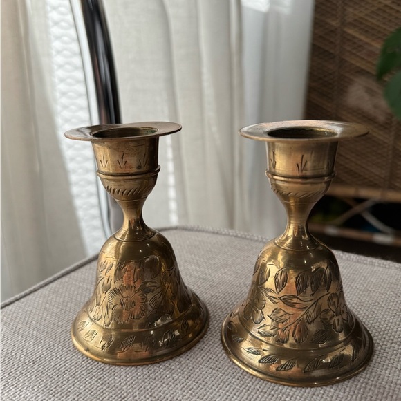Vintage Elegant Brass Candle Holders - Picture 1 of 5
